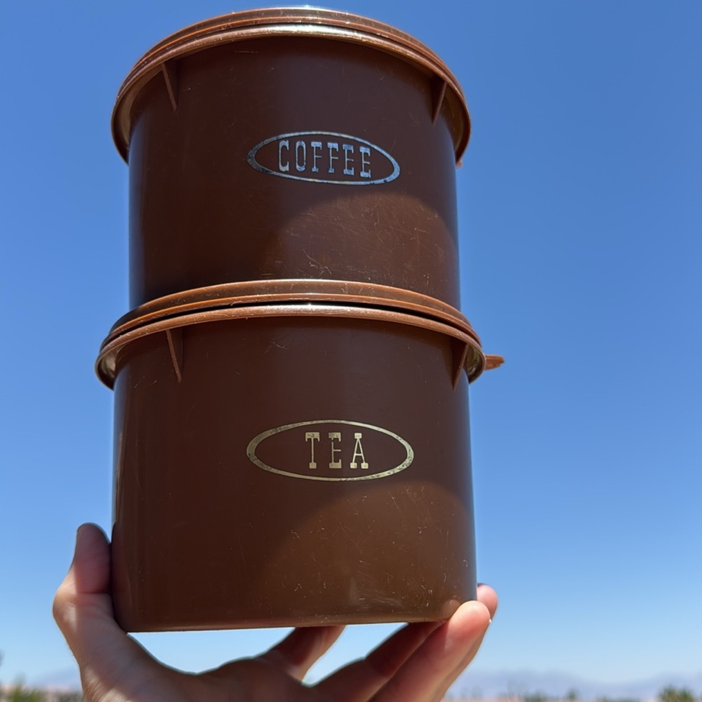 Vintage Tupperware canister set COFFEE TEA beautiful brown